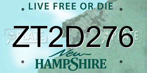 ZT2D276 New Hampshire License Plate