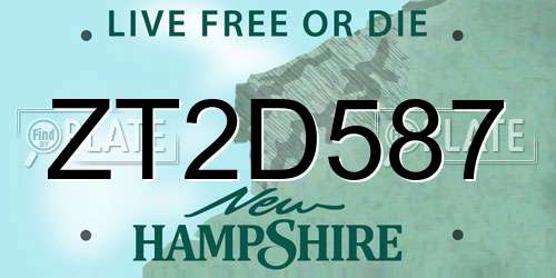 ZT2D587 New Hampshire License Plate