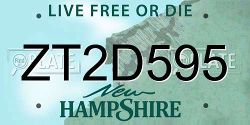 ZT2D595 New Hampshire License Plate