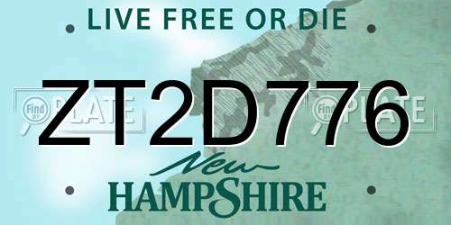 ZT2D776 New Hampshire License Plate