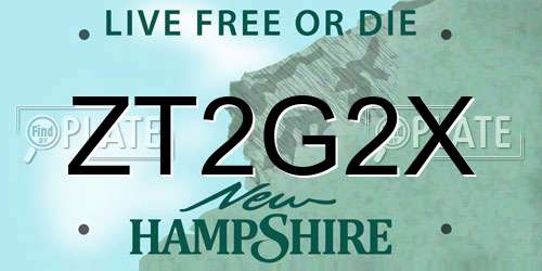 ZT2G2X New Hampshire License Plate
