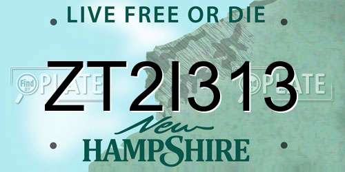 ZT2I313 New Hampshire License Plate