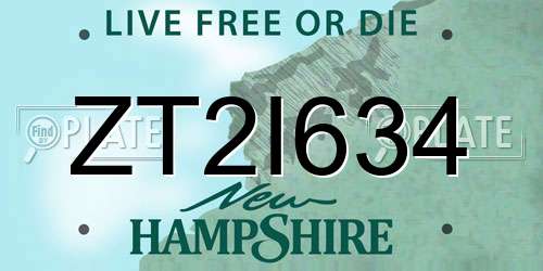 ZT2I634 New Hampshire License Plate