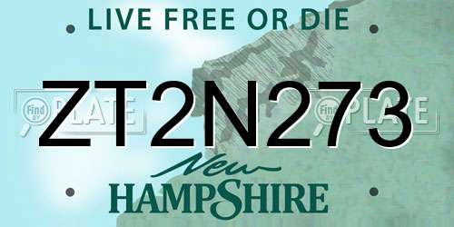 ZT2N273 New Hampshire License Plate