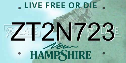ZT2N723 New Hampshire License Plate