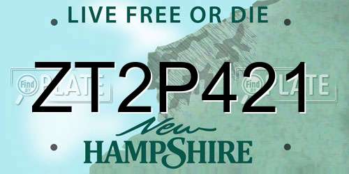 ZT2P421 New Hampshire License Plate