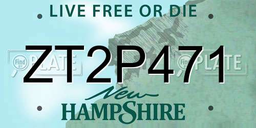 ZT2P471 New Hampshire License Plate