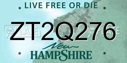 ZT2Q276 New Hampshire License Plate
