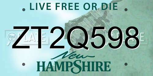 ZT2Q598 New Hampshire License Plate