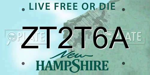 ZT2T6A New Hampshire License Plate