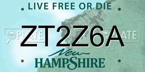 ZT2Z6A New Hampshire License Plate