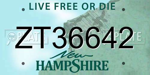 ZT36642 New Hampshire License Plate
