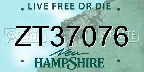 ZT37076 New Hampshire License Plate