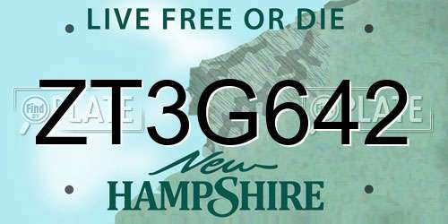 ZT3G642 New Hampshire License Plate