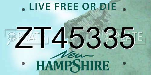 ZT45335 New Hampshire License Plate