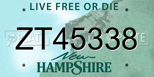 ZT45338 New Hampshire License Plate