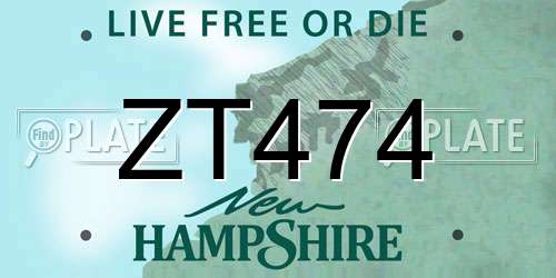 ZT474 New Hampshire License Plate