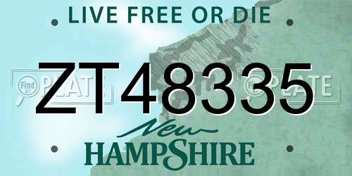 ZT48335 New Hampshire License Plate