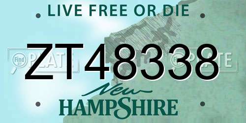 ZT48338 New Hampshire License Plate