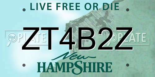 ZT4B2Z New Hampshire License Plate