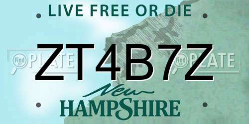 ZT4B7Z New Hampshire License Plate