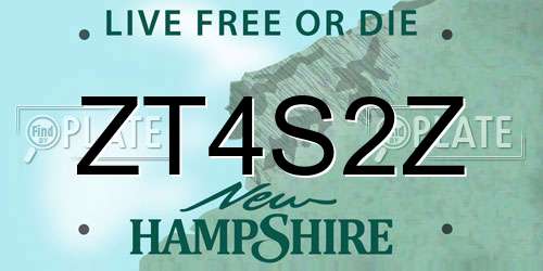 ZT4S2Z New Hampshire License Plate