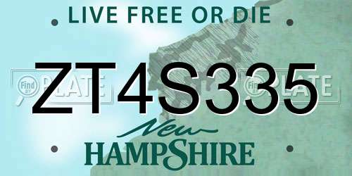ZT4S335 New Hampshire License Plate