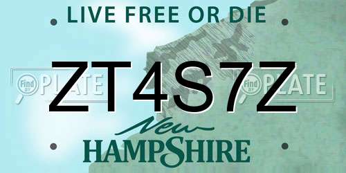 ZT4S7Z New Hampshire License Plate