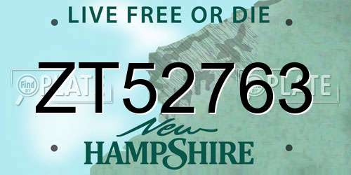 ZT52763 New Hampshire License Plate