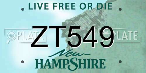 ZT549 New Hampshire License Plate