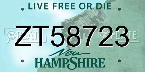 ZT58723 New Hampshire License Plate