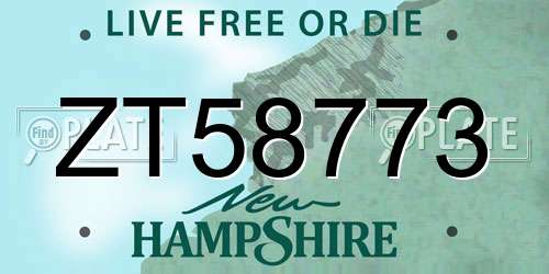ZT58773 New Hampshire License Plate