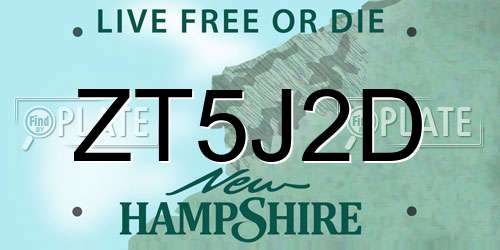 ZT5J2D New Hampshire License Plate