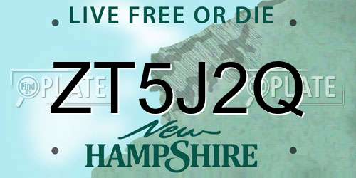 ZT5J2Q New Hampshire License Plate