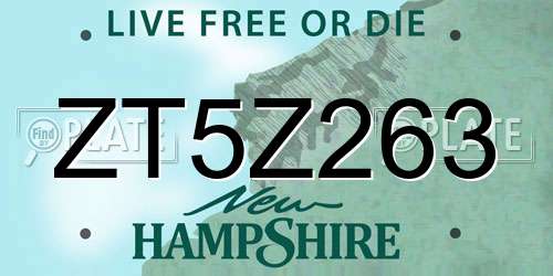 ZT5Z263 New Hampshire License Plate