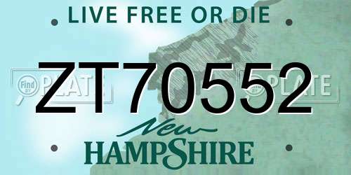 ZT70552 New Hampshire License Plate