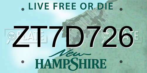 ZT7D726 New Hampshire License Plate