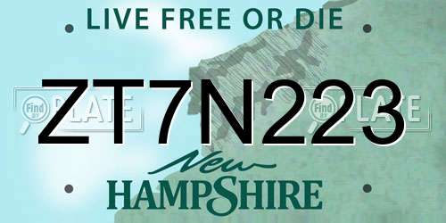 ZT7N223 New Hampshire License Plate