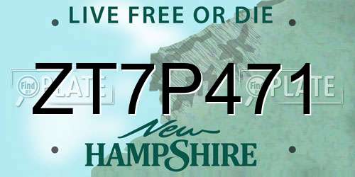 ZT7P471 New Hampshire License Plate