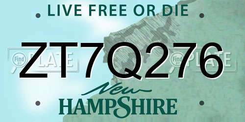 ZT7Q276 New Hampshire License Plate