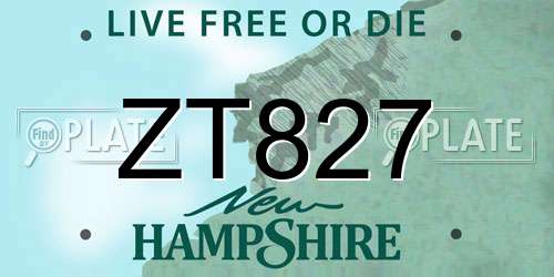 ZT827 New Hampshire License Plate