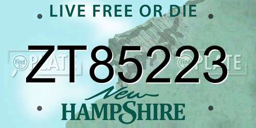 ZT85223 New Hampshire License Plate