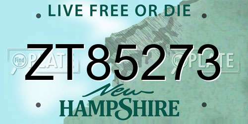 ZT85273 New Hampshire License Plate