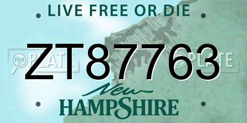 ZT87763 New Hampshire License Plate