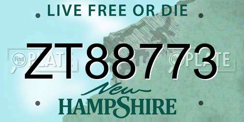 ZT88773 New Hampshire License Plate