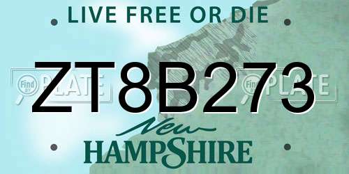 ZT8B273 New Hampshire License Plate