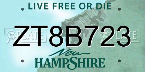 ZT8B723 New Hampshire License Plate