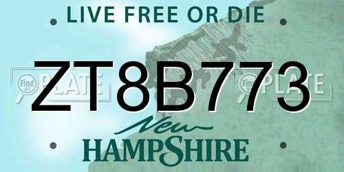 ZT8B773 New Hampshire License Plate