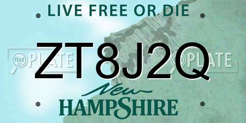 ZT8J2Q New Hampshire License Plate