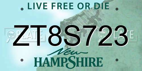 ZT8S723 New Hampshire License Plate